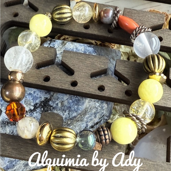 Alquimia Jewelry - Yellow gemstone breaded statement bracelet